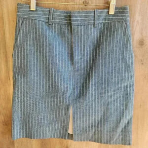 MARC JACOBS Designer Chic Blue Striped Front Slit Mini Skirt Size 4 Womens